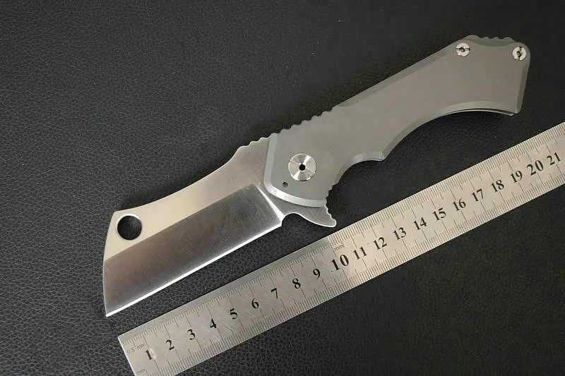 Trskt (100 D2) Field Cleaver Folding Knife TC4 Titanium Handle
