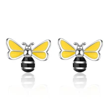 Милые желтые маленькие пчелки эпоксидные серьги из полимеров крошечные серебряные серьги гвоздики модные вечерние ювелирные изделия аксессуары Подарки для женщин детей