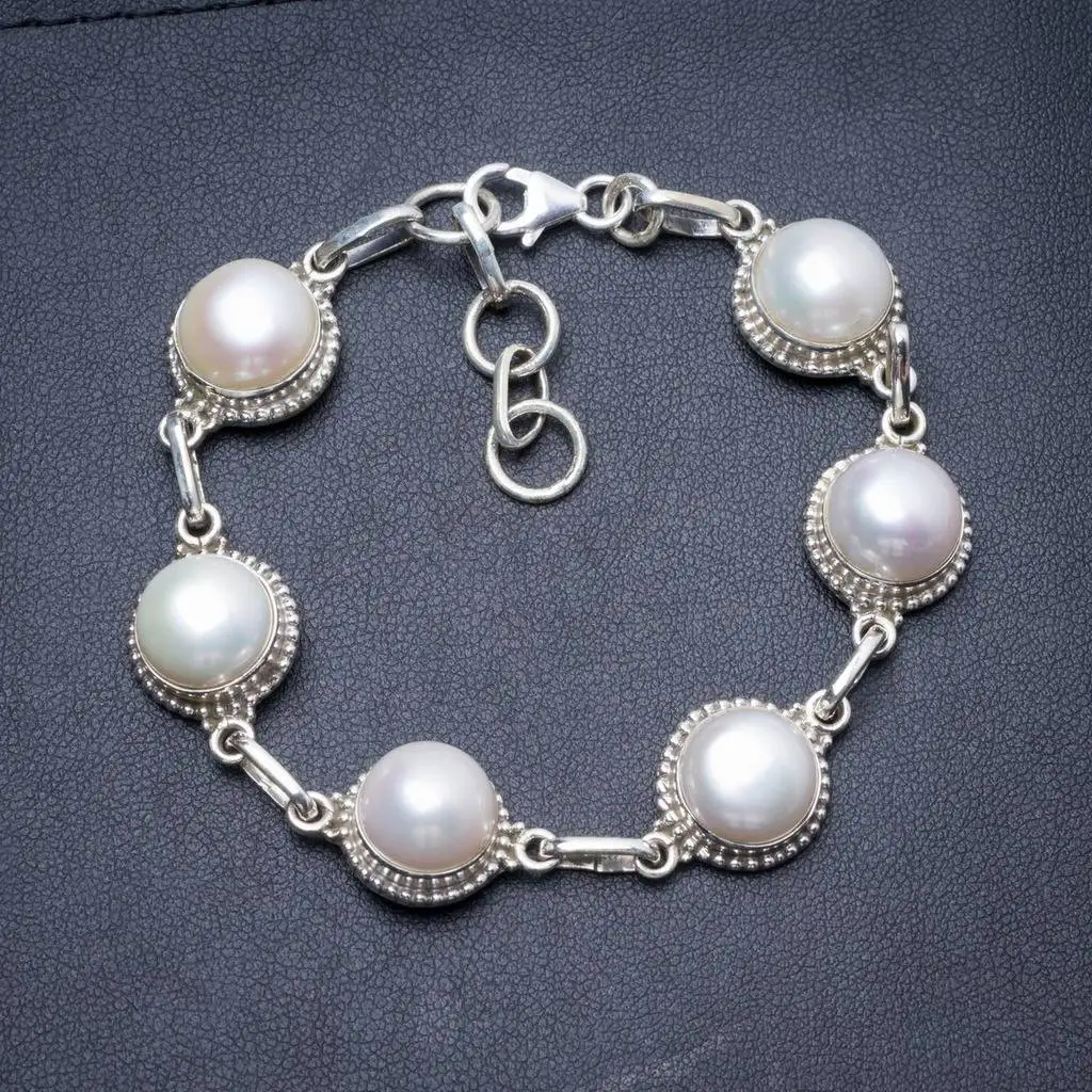

Natural River Pearl Handmade Unique 925 Sterling Silver Bracelet 7 1/2-8 1/2" Y2821
