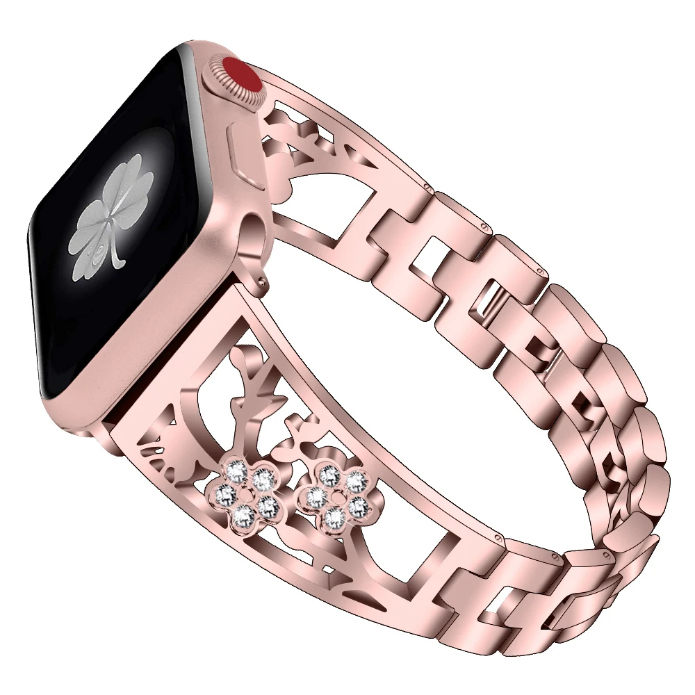 Браслет побрякушка ремешок для Apple Watch Band 42 мм 38 мм Женский алмазный браслет из нержавеющей стали для Apple Watch Series 5 4 40 мм 44 мм