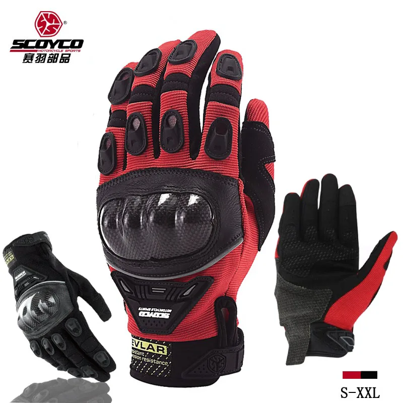 

2018 New SCOYCO Motorycle Gloves Motorbike Glove made of Carbon fiber cowhide Lecca Kafra Breathable wear resistance anti-skid