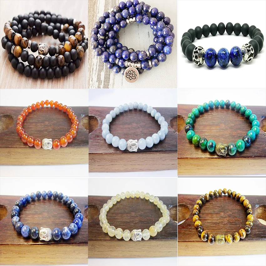 

Natural Beads Buddha Head Beaded Men Womens Bracelet Chic Fashion Lucky Healing Energy Wristband
