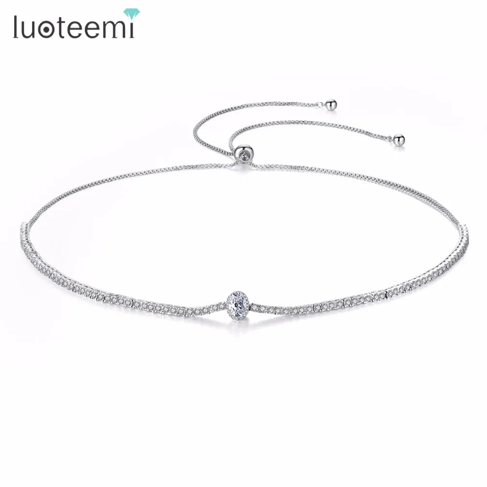 LUOTEEMI новые модные белые золотые цветные кубические циркониевые Чокеры для