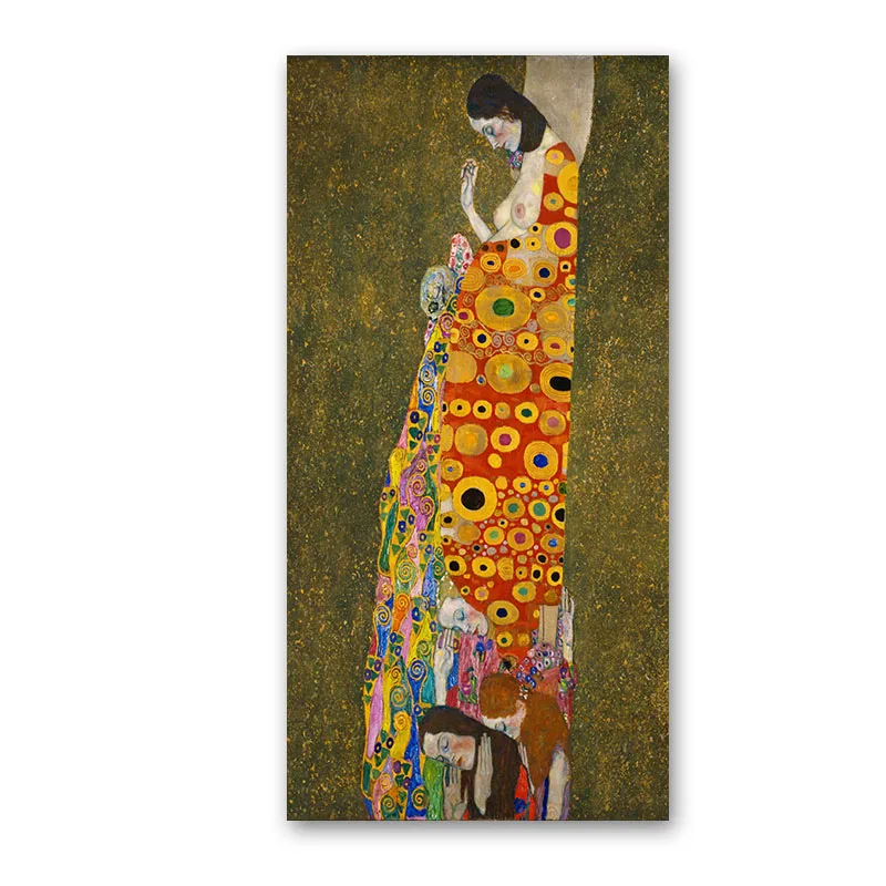 Классический Gustav Klimt классический поцелуй Холст Картина DIY твердая деревянная рамка растягивается плакат печать стены искусства картины декор для входа - Цвет: Style C