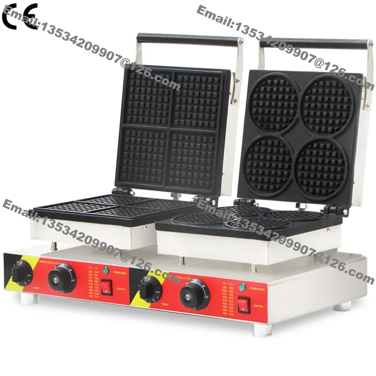 Free Ship Commercial Non Stick 110v 220v Electric Dual Waffle Machine