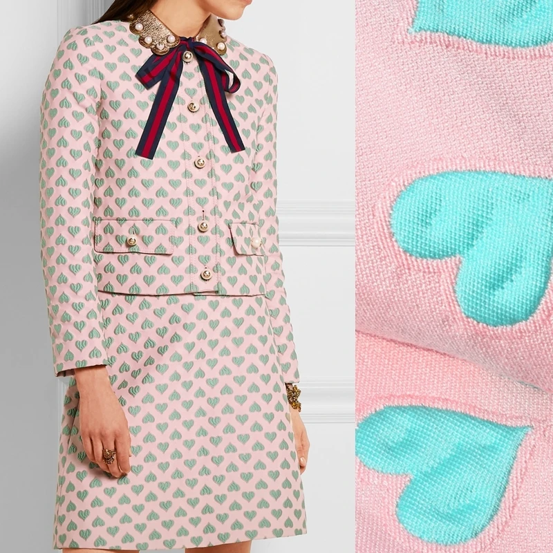 

Heart-shaped jacquard brocade plush crisp fabric for dress coat tecido cheap-fabrics tecidos para roupa shabby chic DIY tissu