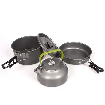 

Portable Camping Pot and Bowls for 2-3 People 800 ml Alumina Water Kettle for Picnic and BBQ