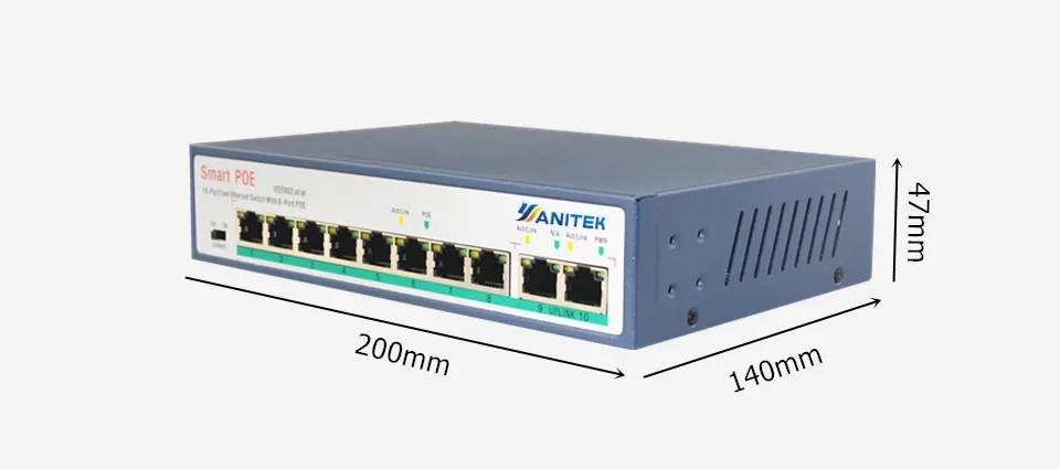 YANITEK 120 W сетевой переключатель POE Ethernet с 8 RJ45 сети Порты IEEE 802,3 af/на подходит для камеры системы видеонаблюдения/Беспроводной AP