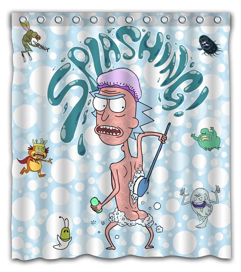 Bathdroom Decorative Rick Sanchez Funny Splashing Shower Curtain Printed Waterproof Polyester Fabric 12 Hooks Included | Дом и сад