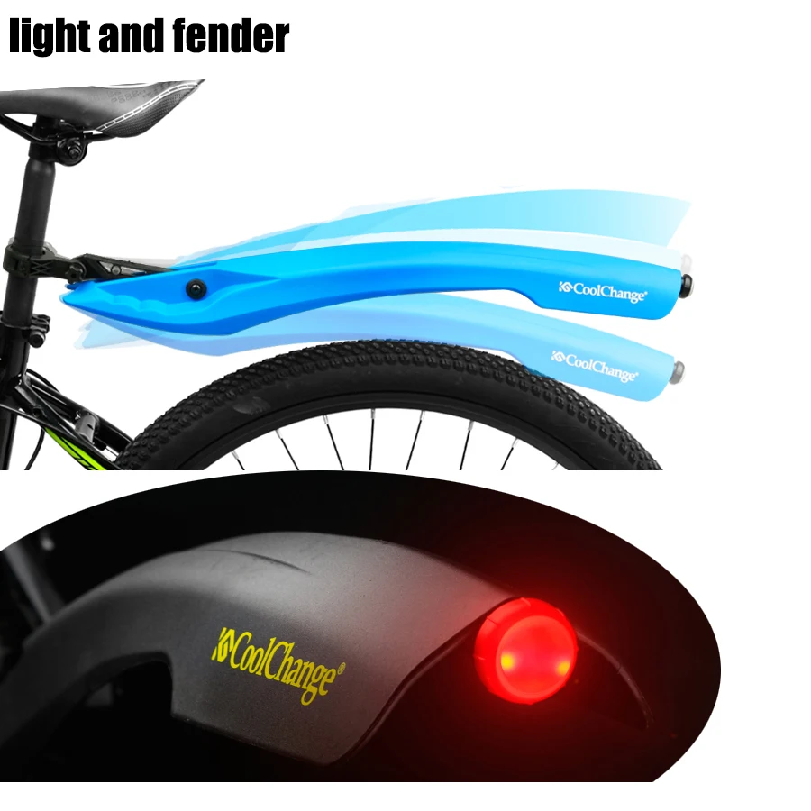 Flectional Mountain Road Bike Mudguard Bicycle Front Rear Tire Mudguards Mud Guards Durable Fenders Set with led light splasher
