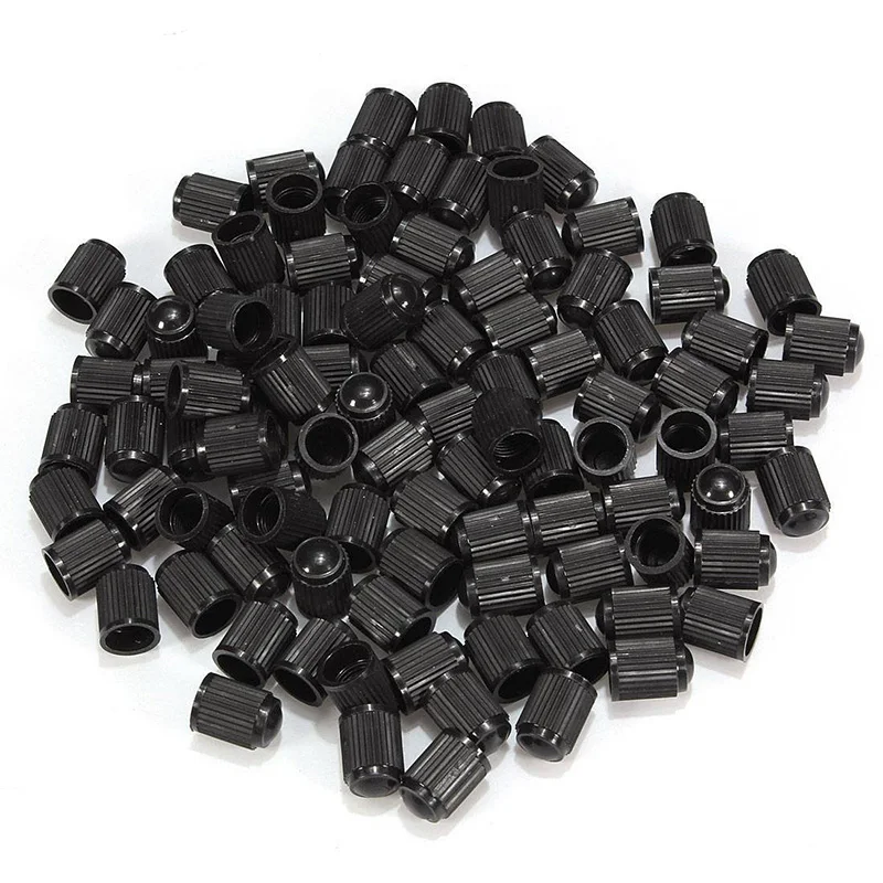 

100 pcs Plastic Valve Caps Tire Cap Valve Cover for Car Motorcycle Black