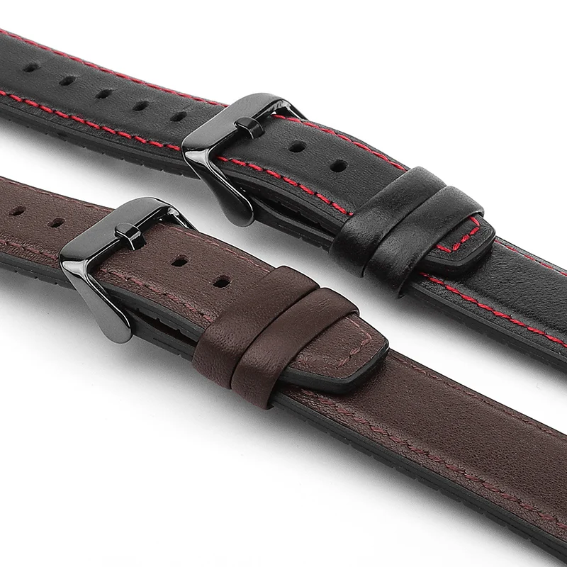 

20mm Leather bracelet for Lenovo watch X plus Business style 2in1 leather/silicone strap Metal buckle Replacement sports strap
