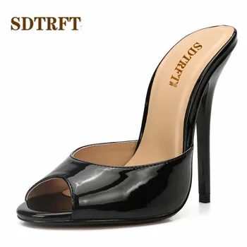 

SDTRFT Plus:45 46 47 48 49 50 Summer Slingbacks Sandals Ladies Stilettos 14cm thin High-Heeled sexy shoes woman Peep Toe pumps