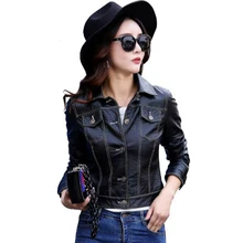 Куртка из искусственной кожи Зима Осень Женская одежда короткая приталенная повседневная искусственная овечья кожа куртки размера плюс пальто QH0576