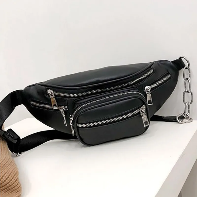 

Women PU Stylish Waist Pack Bag Women Round Belt Bag Luxury Brand Leather Chest Fashion High Quality Handbag Outdoor bolso mujer