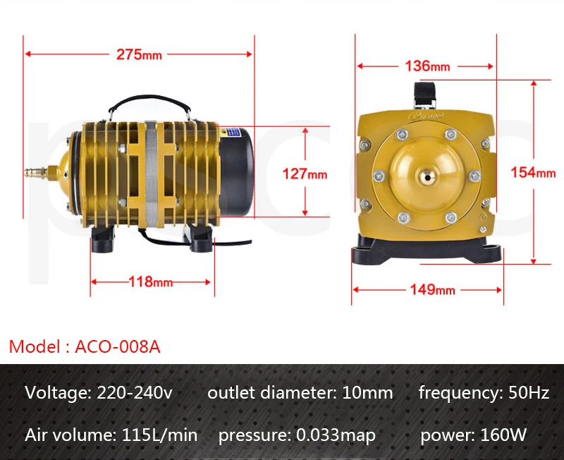 ACO-006 ACO006 аквариумная аэрация насос большой средний аквариум для рыбок морской бассейн электромагнитный воздушный насос кислород для аквариума аэратор атмосферу