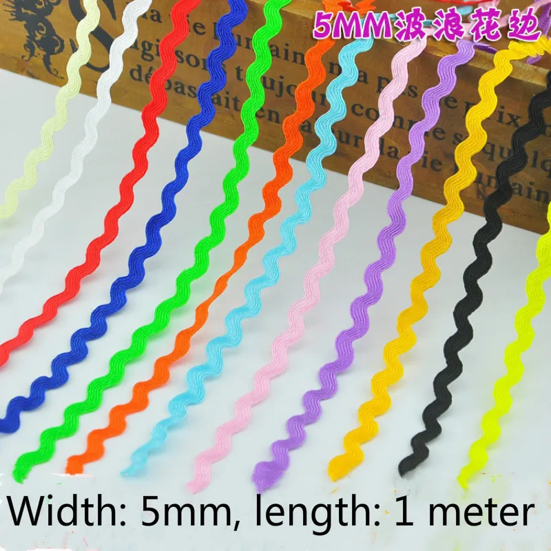 

5mm S Shaped Curve Wavy Lace Trim Ribbon Handmade Hat Clothing Curtain Pillow Decor DIY Sewing Crafts Wedding Party Decorations