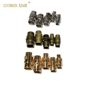 

10pcs/lot Silvery Golden Copper Colors Circular Rotate Magnetic Clasps Leather Cord Bracelets Connectors For DIY Jewelry Making