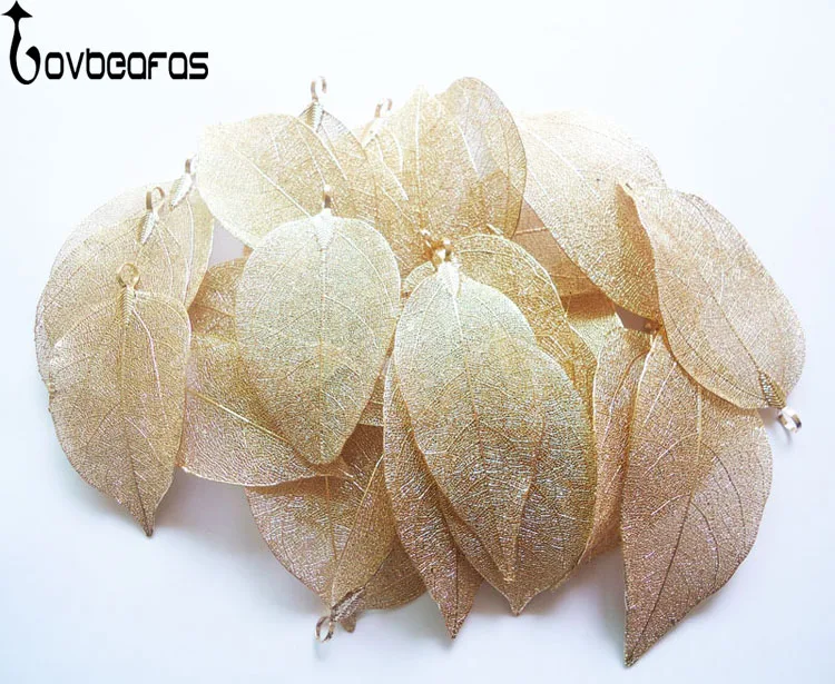 

LOVBEAFAS Wholesale 50/lot Fashion Jewelry Gold And Silver Maxi Bijoux Natural Real Leaf DIY Necklace Pendant Women Accessories