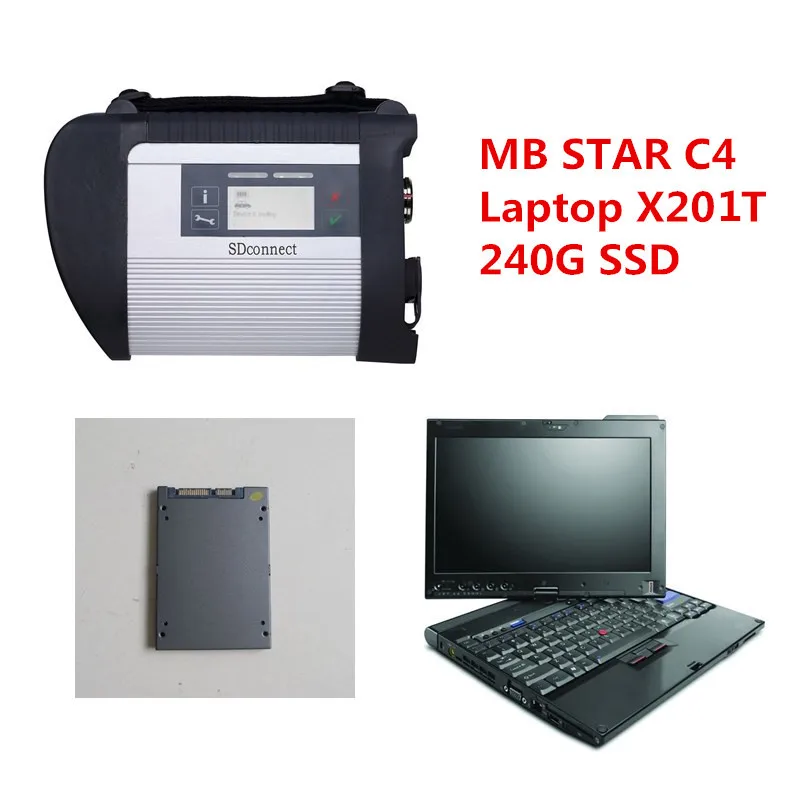 MB Star C4 SD connect 4 диагностический инструмент с ноутбуком x201t и DAS XENTRY + vediamo DTS Monaco8