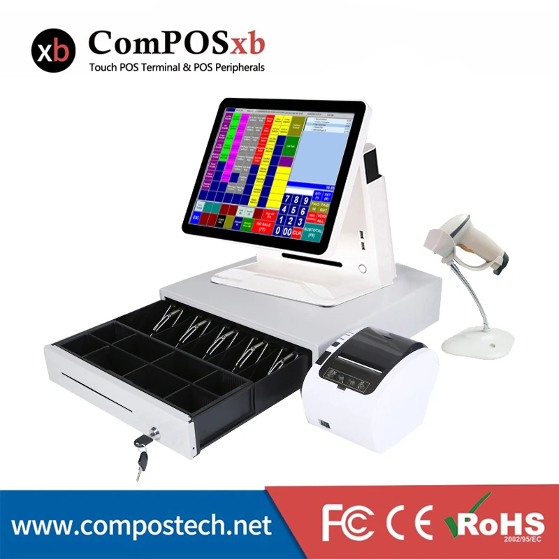 Point of sale all in a pos system touch screen computer POS with printer/scanner/cash drawer point of sale pos machine