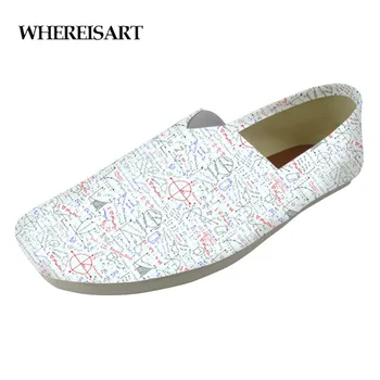 

WHEREISART Outdoor Men Print Flat Casual Shoes Men Loafers Walking Shoes Men Lazy Shoes Studnets Slacker Math Lessons Shoes