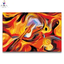 Абстрактная Скрипка Гитара Масляная картина-раскраска изображения пронумерованы с комплектами на холсте кисточки для нанесения краски по номерам для детей учатся краски