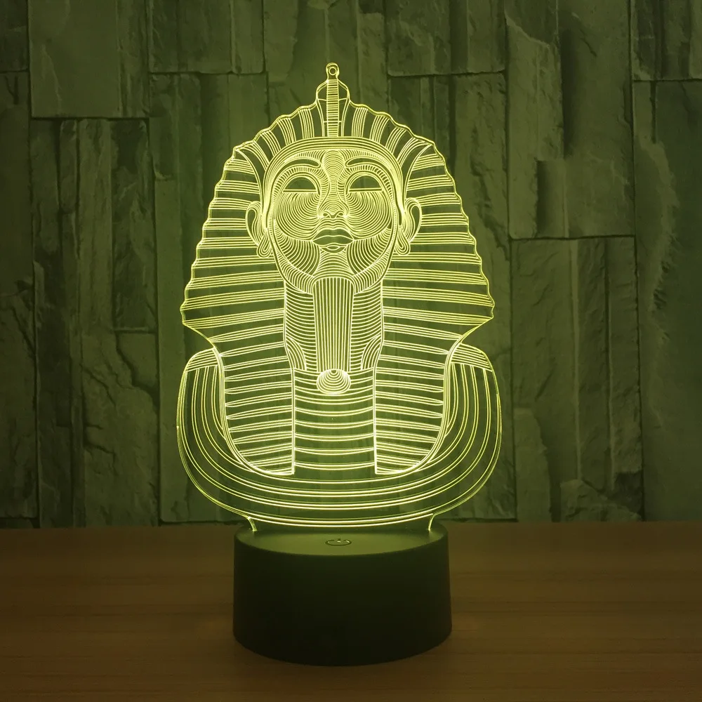 

Egyptian Pharaoh Led Simple Lamp Stereo Bedside Acrylic Bedroom Led Night Light Remote Touch switch 7 color change 3D Lamp
