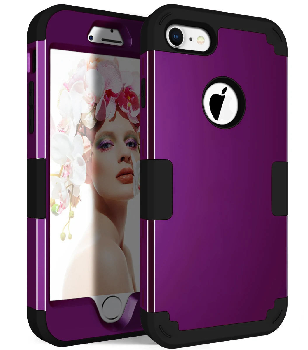 Для Apple iPhone 8 ударопрочный защитный чехол Гибридный жесткий резиновый защитный чехол для телефона s для iPhone 7/8 Plus - Цвет: Purple and Black