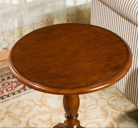 Solid wood small round table American sofa side table European minimalist round tea table Small coffee table