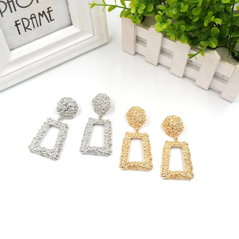 European Brand Vintage Earrings for Women Geometric Statement Earring ZA Jewelry Metal Earing Fashion Jewelry Trendy