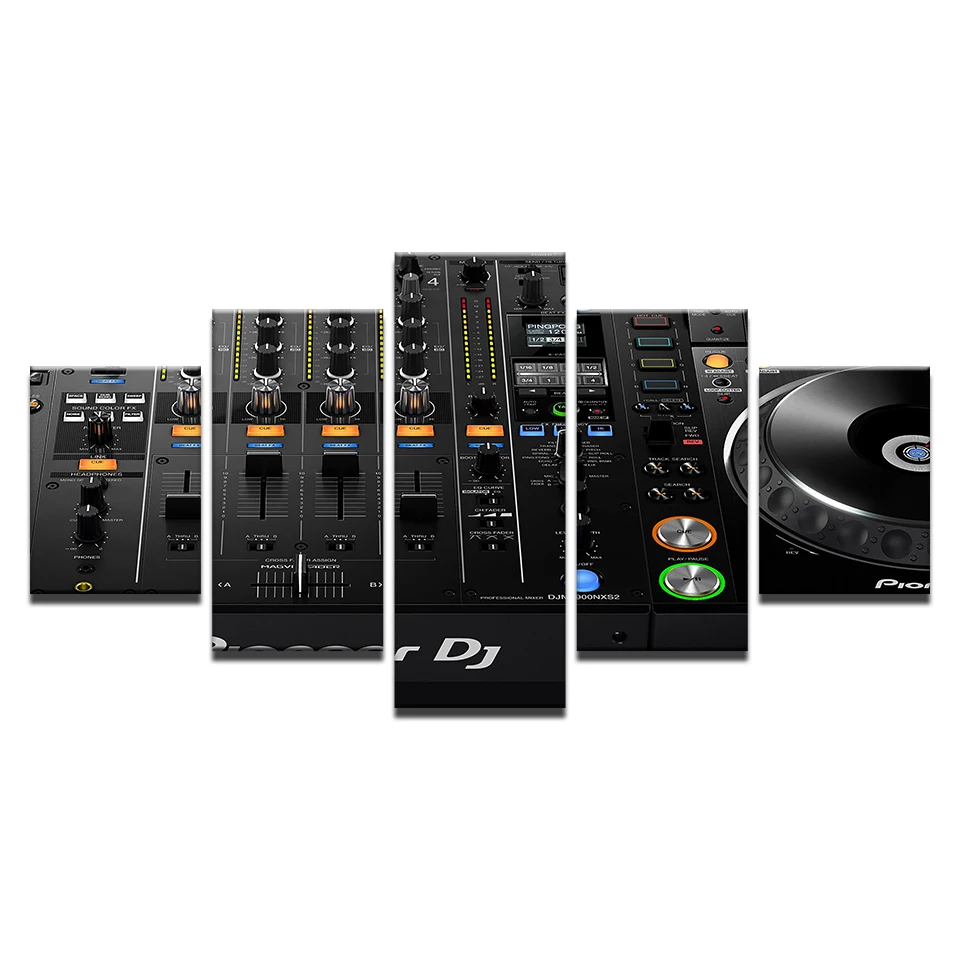 Modular Pictures Wall Art Frame Prints Poster 5 Piece Music Dj Console Instrument Mixer Canvas