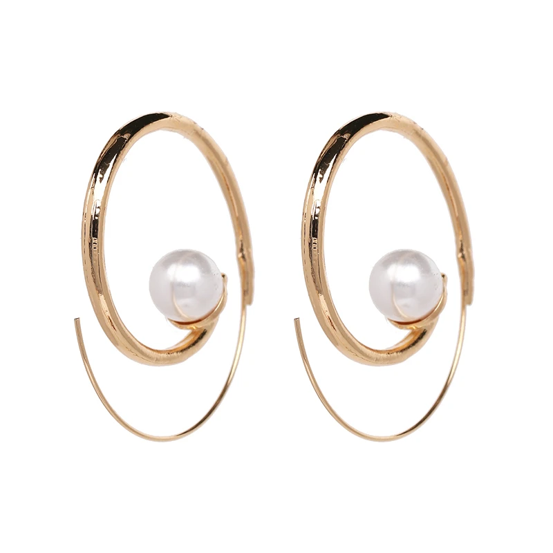 ZA жемчужные серьги-кольца для женщин, большие круглые висячие серьги в форме сердца, свадебные ювелирные изделия,, бижутерия - Окраска металла: 51375-GD