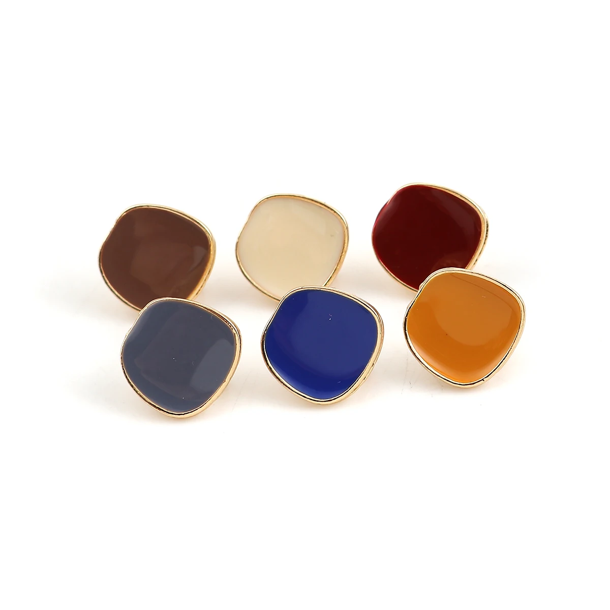 

DoreenBeads Zinc Based Alloy Ear Post Stud Earrings Findings Irregular Gold Colorful Enamel DIY Jewelry 15mm x 14mm, 10 PCs