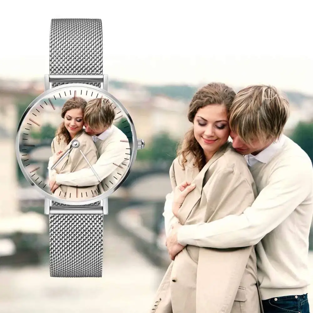 Amxiu Customized Family Lovers Picture Watches Personalized Photo Watch for Men Women Stainless Steel Quartz Watch Surprise Gift men luxury stainless steel watch quartz business calendar wristwatch new relogio masculino yolako watch men часы мужские reloj