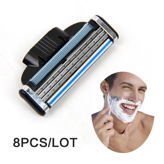 8pcs/lot Men Hand scraping razors Three layers shaving blades Clean