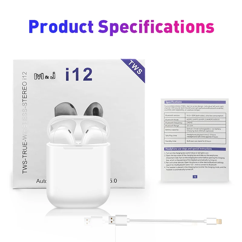 I12 tws Bluetooth Наушники Беспроводные спортивные наушники для iPhone xiaomi huawei сенсорное