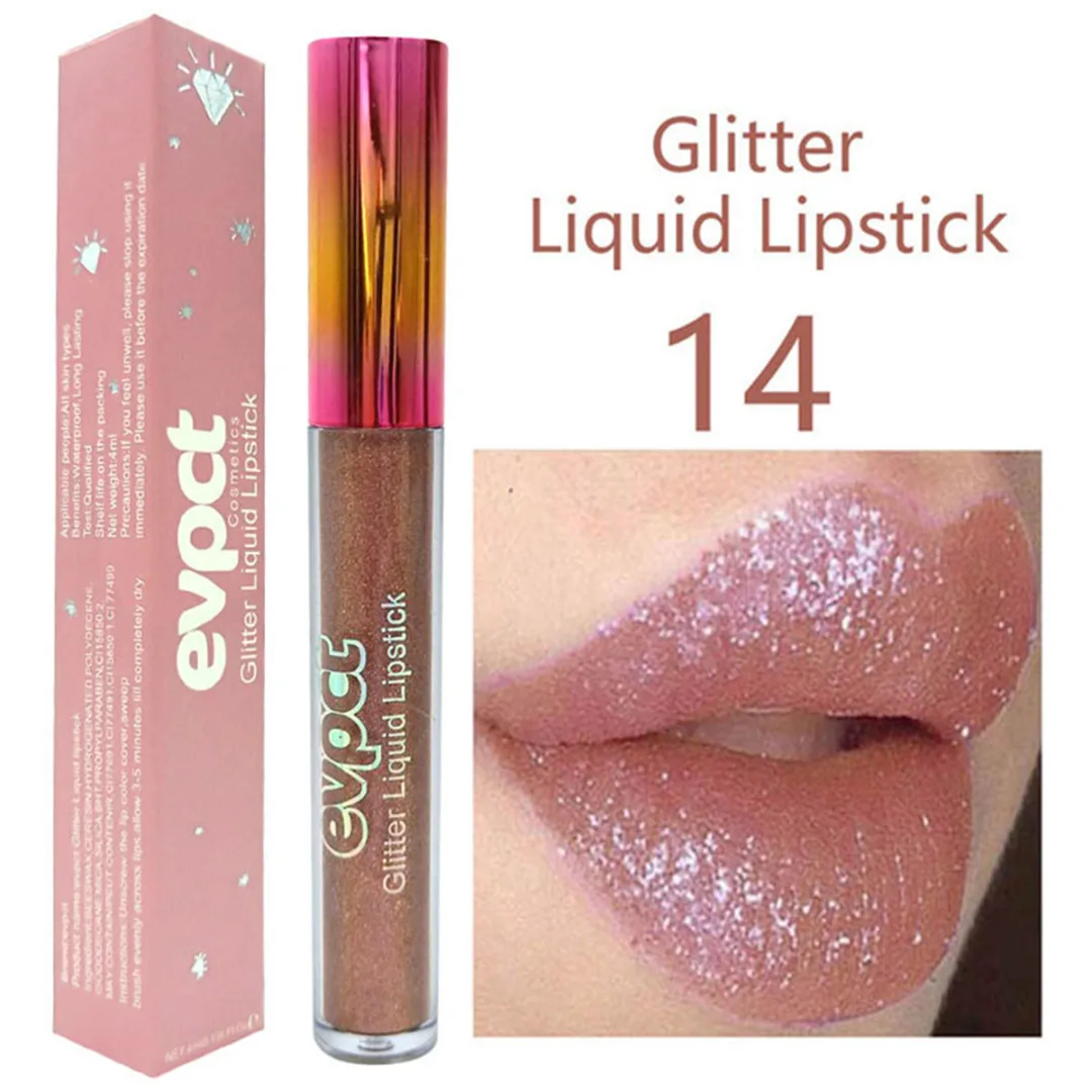 Shellhard 15 Colors Diamond Glitter Glossy Makeup Liquid Lipstick Matte Changed Metallic Lipgloss Shiny Sexy Lip Gloss