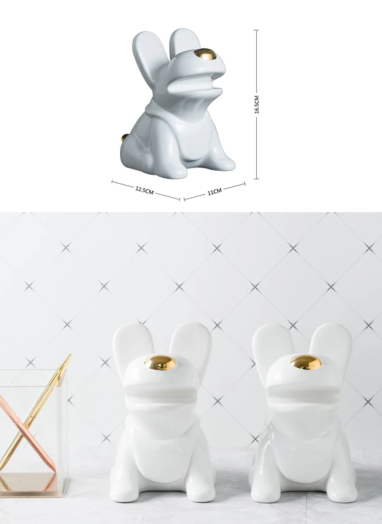 Креативный дизайн, Керамическая скульптура в виде собаки, держатель для телефона, белое украшение для офисного стола, фарфоровые украшения, Декор, подарок