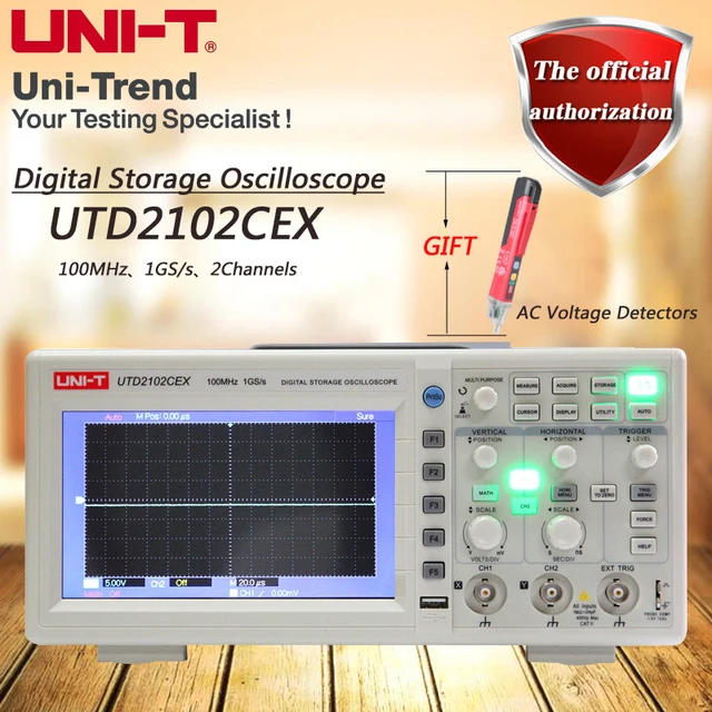 Best Price UNI-T UTD2102CEX 100MHz digital storage oscilloscope / 2 channel / 1GS / s sampling rate Best Price UNI-T UTD2102CEX 100MHz digital storage oscilloscope / 2 channel / 1GS / s sampling rate