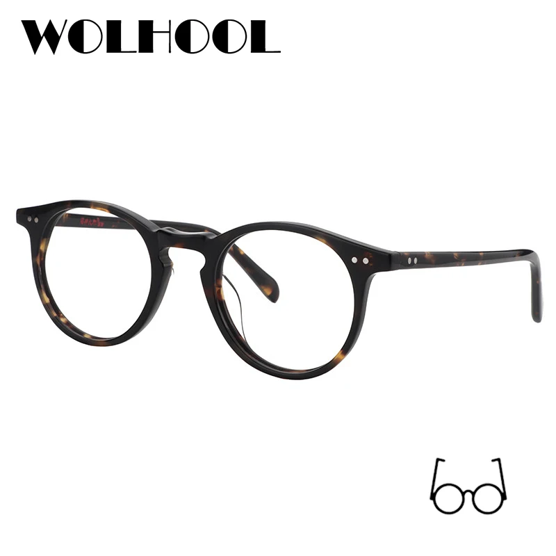 

Handmade Acetate Vintage Round Eyeglasses Spectacles Frames Men Retro Optical Myopia Fake Glasses Frame Eyewear
