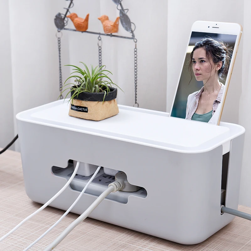 

Wire Storage Box Cable Manager Organizer Box Power Line Storage Cases Junction Box Plastic Household Charger Cord Box JJ236
