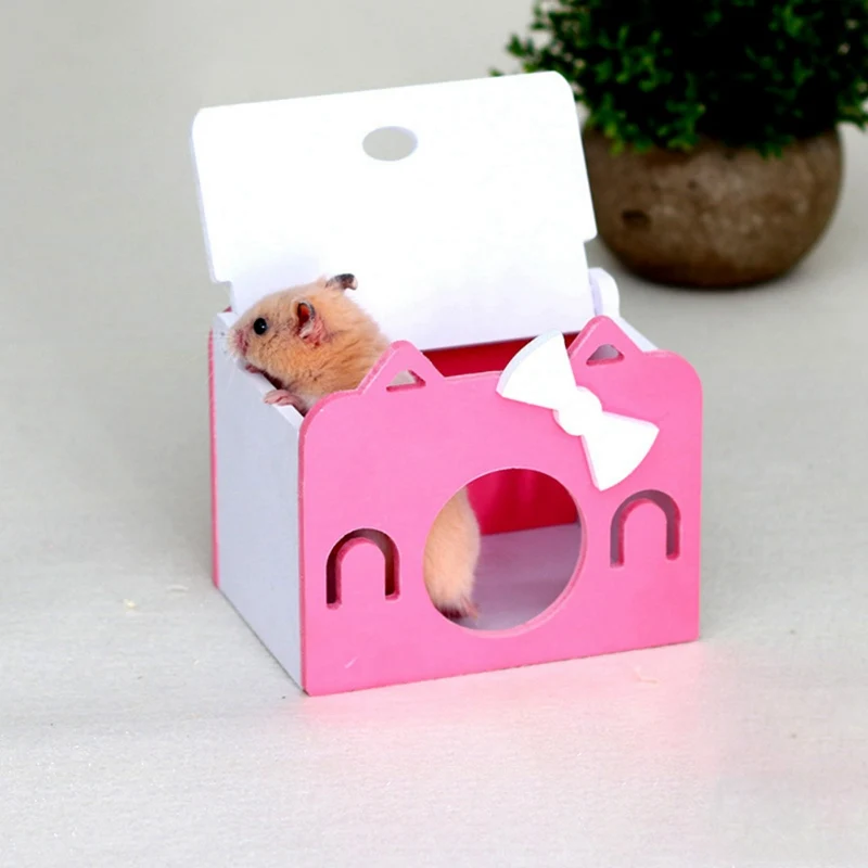 Cartoon Hamster Toy Nest Small Animal Wood House Bed Cage Nest Pet