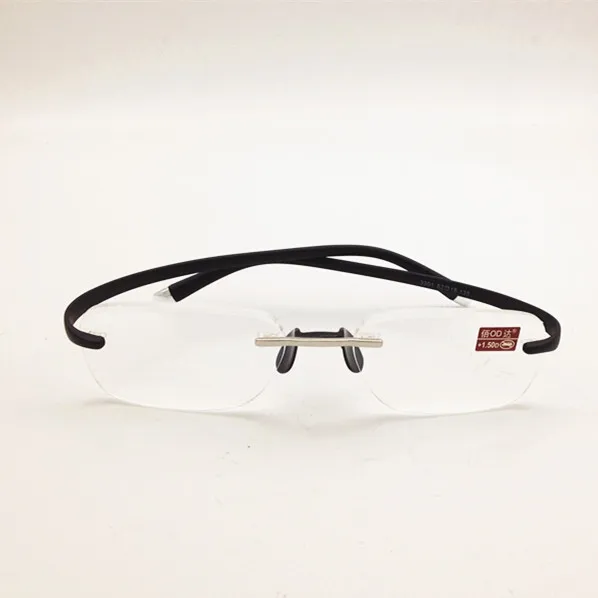 Абсолютно TR90 очки для чтения без оправы ультра-легкие мужские и женские очки для чтения пресбиопические очки дальнего расстояния+ 100 до+ 400 - Цвет оправы: Черный