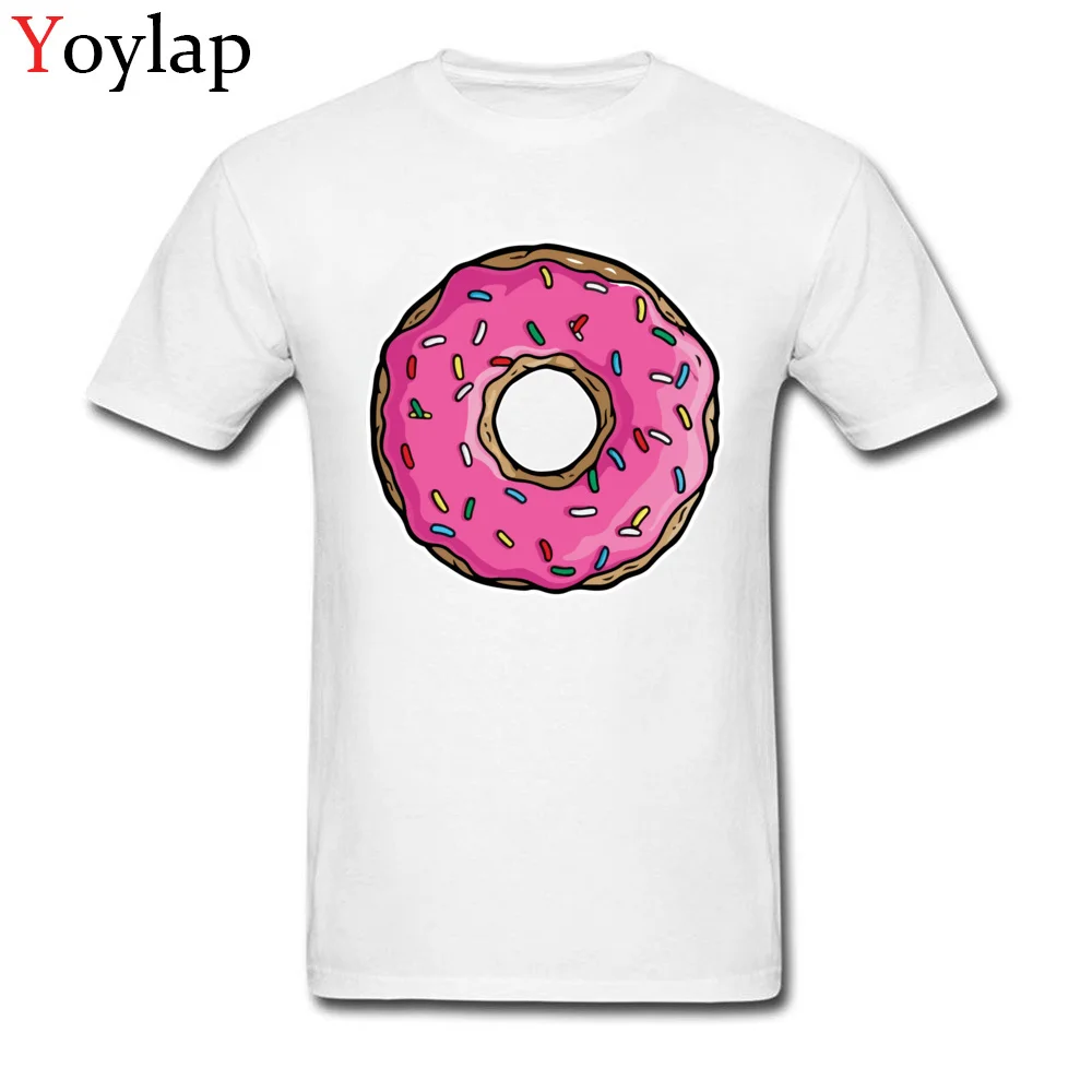 Mens Tops Shirt Cute Slim Fit T-shirts 100% Cotton Crew Neck Short Sleeve Street Donut Tee Shirts Top Quality white