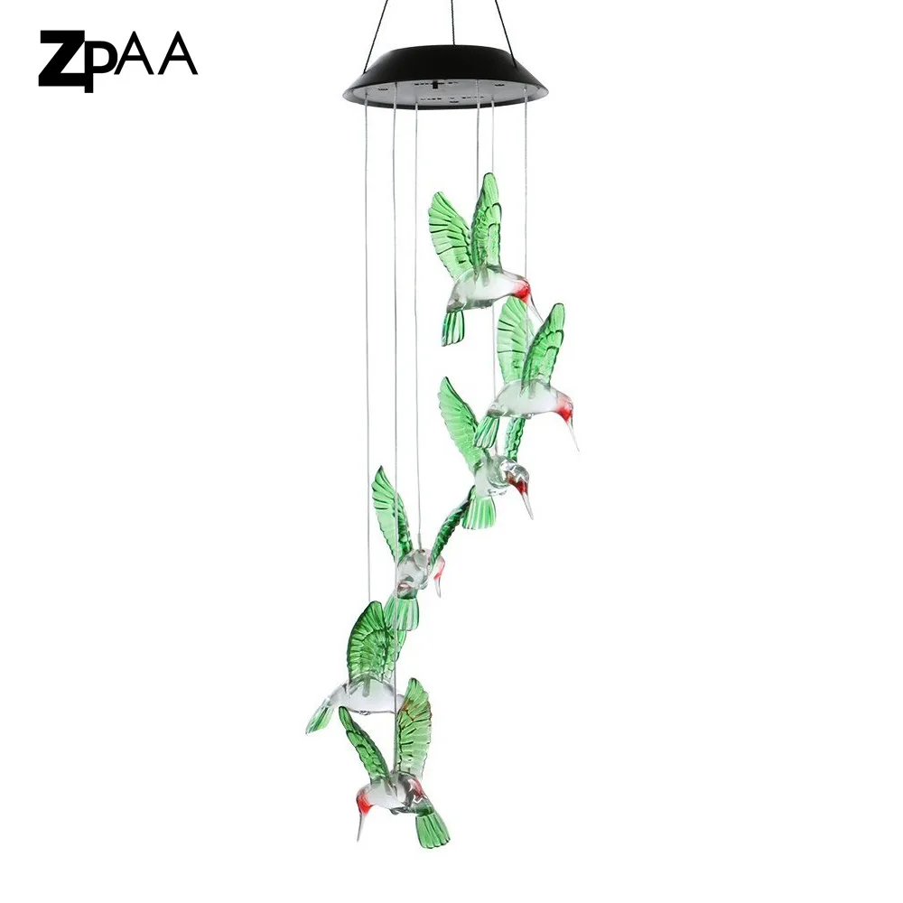 Comprare Cambia colore LED Solar Wind Chime Luce Lampade A LED Impermeabile Hummingbird Solar Power Lampada Per La Casa Partito Decorazione del giardino
