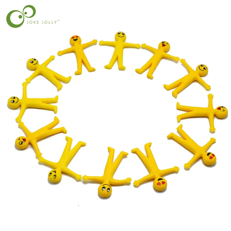 

Creative 10 Pcs/Bag Kids Party Supply Favors Yellow Man Mini Sticky Jelly Stick Slap Squishy Sticky Emoji Toy for Children WYQ