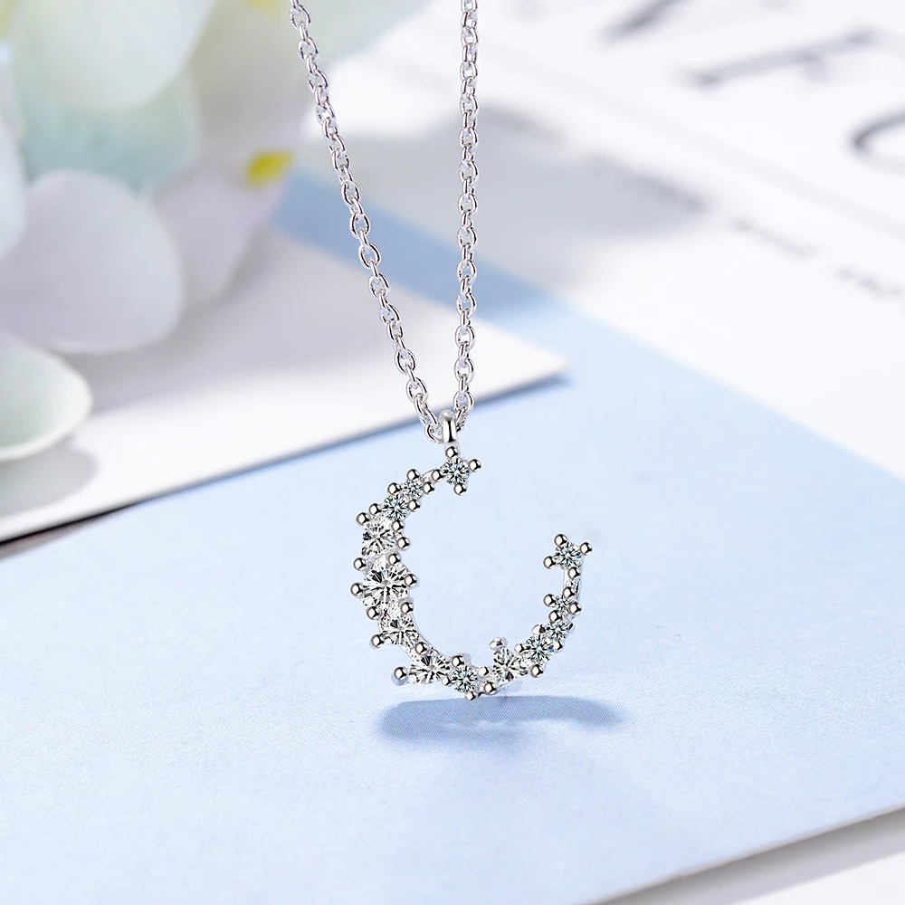 925 Sterling Silver Fashion Aesthetic Exquisite Frosting Crescent Moon