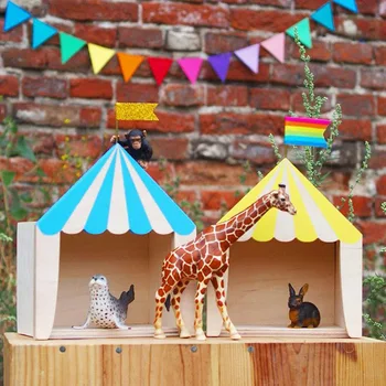 

Pastoral Children Room Storage Boxes Wood Storage Holder Box Circus Wooden Sundries Desktop Wood Boxes Household Decoration
