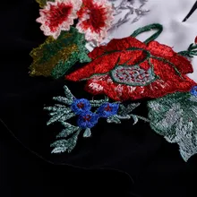 Ouyalin L-5XL Lolita Summer Dress Plus Size Frill Embroidery Detail Mandarin Collar Short Sleeve Slim Fit Short Dresses Red